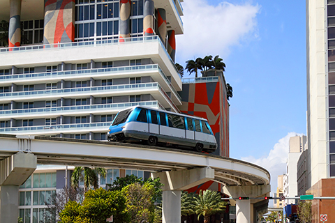 A stock photo of the Metro Mover which is one form of public transportation in Miami, Florida.